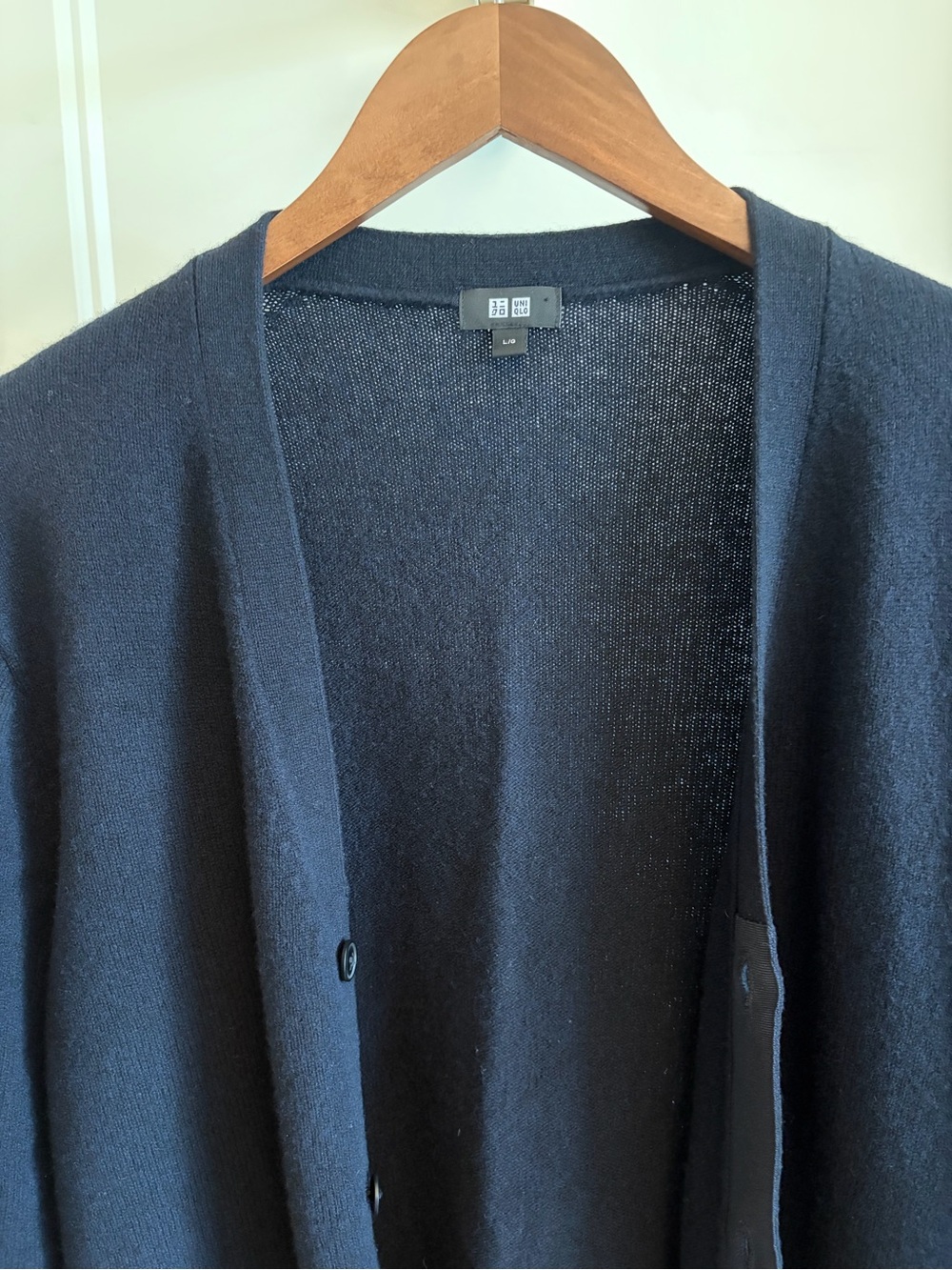 UNIQLO Men's Navy Button Cardigan Sweater 100% Wool